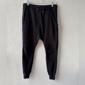 Pierre Balmain 100% Cotton‎ Black Joggers Size Small Pockets Stretch Waist Moto